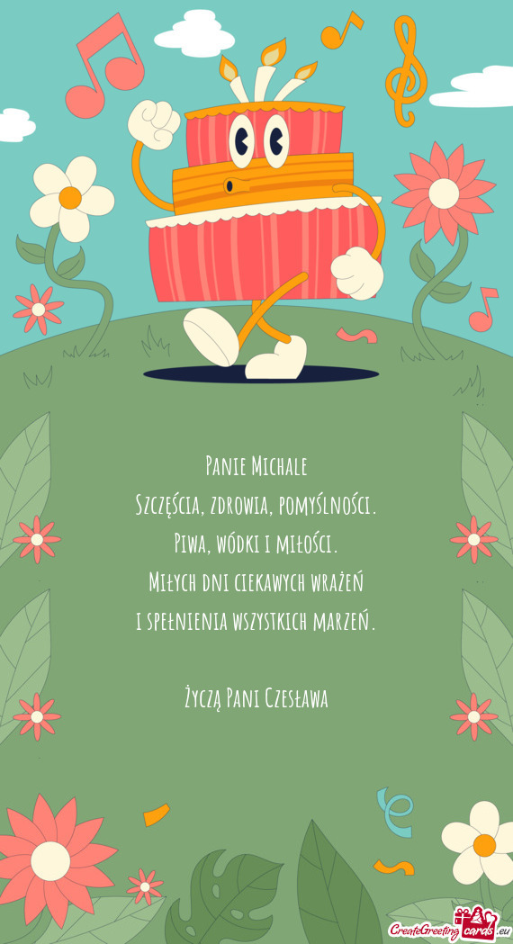 Życzą Pani Czesława