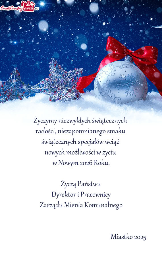 Życzą Państwu Dyrektor i Pracownicy Zarządu Mienia Komunalnego