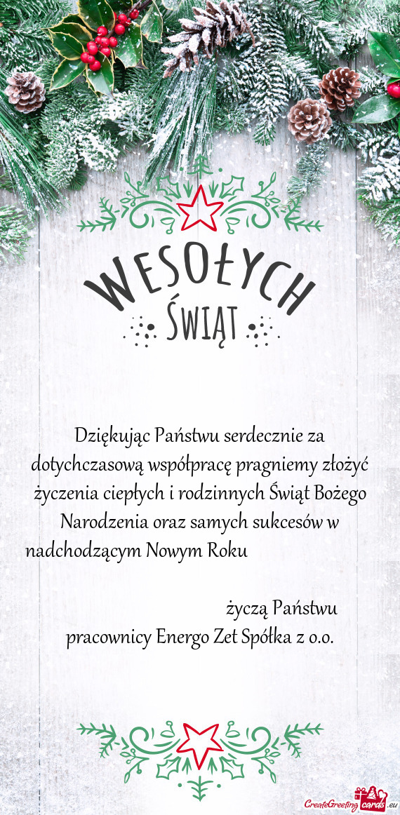 Życzą Państwu pracownicy Energo