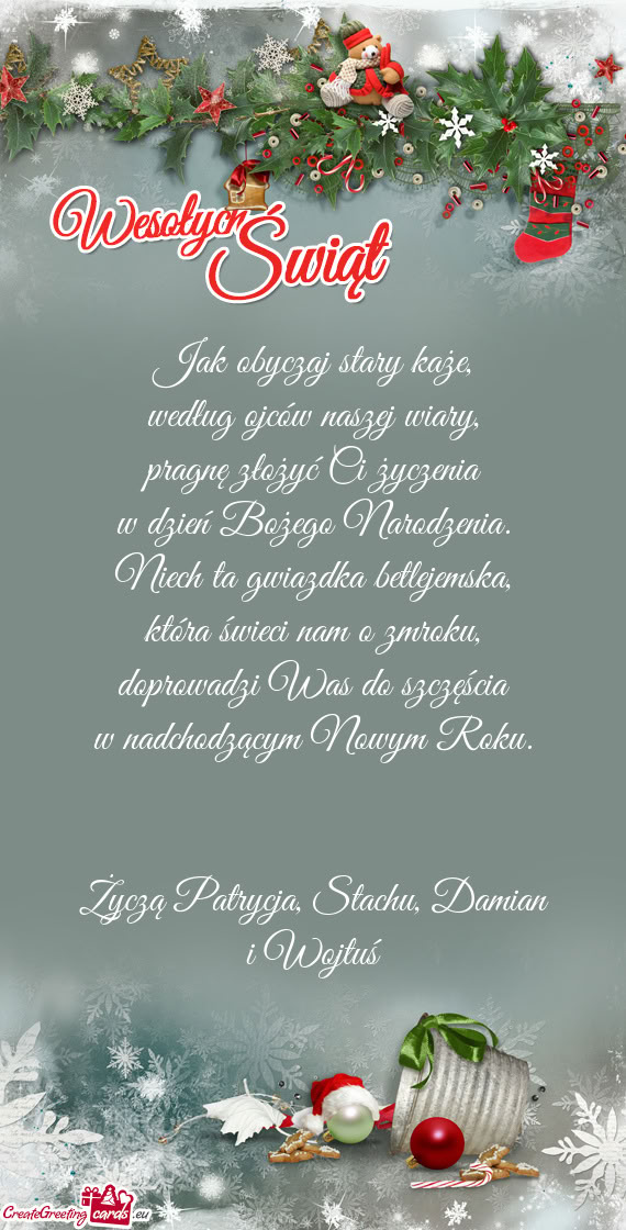 Życzą Patrycja, Stachu, Damian
