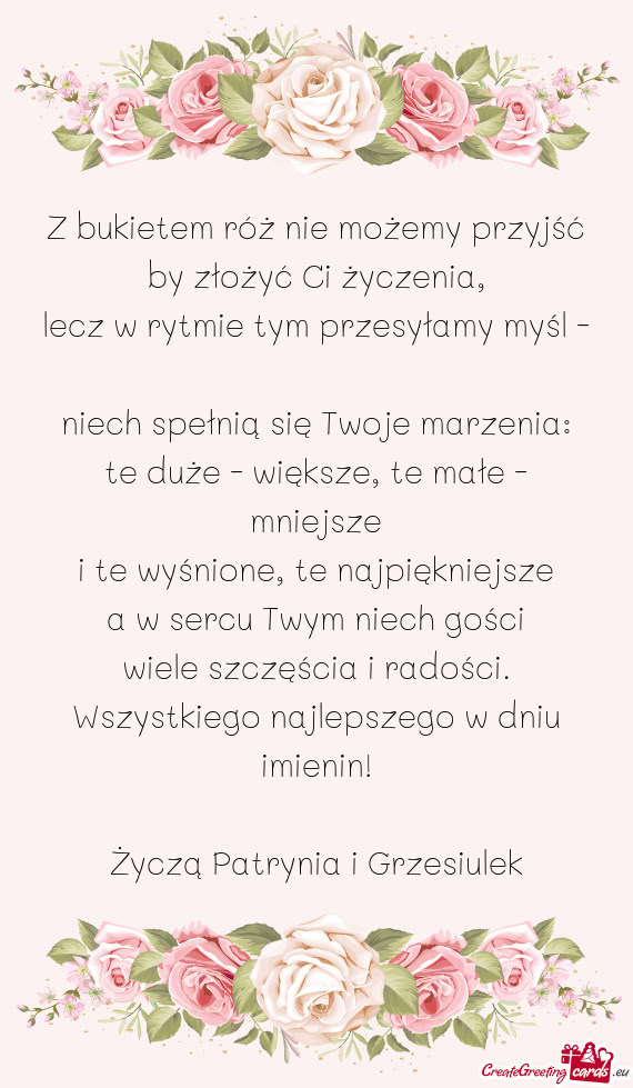 Życzą Patrynia i Grzesiulek