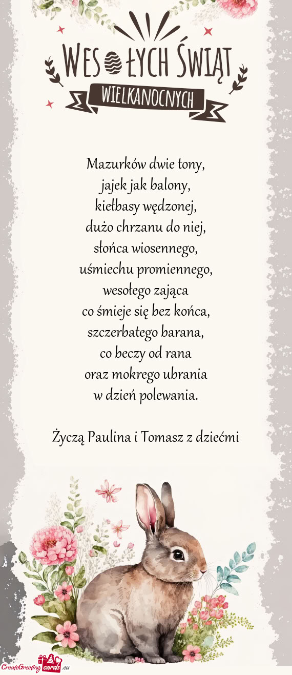 Życzą Paulina i Tomasz z dziećmi