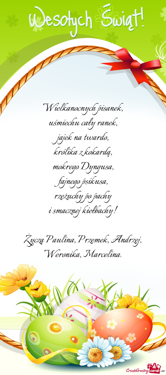 Życzą Paulina, Przemek, Andrzej, Weronika, Marcelina