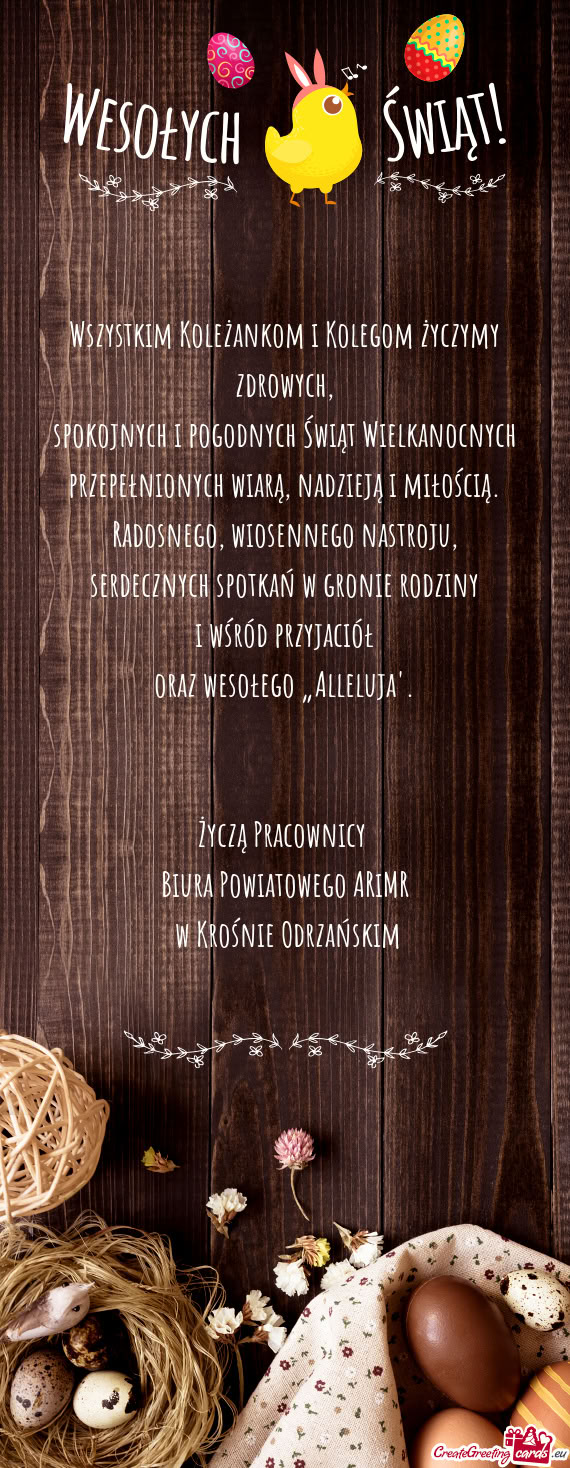 Życzą Pracownicy Biura Powiatowego ARiMR w Krośnie Odrzańskim