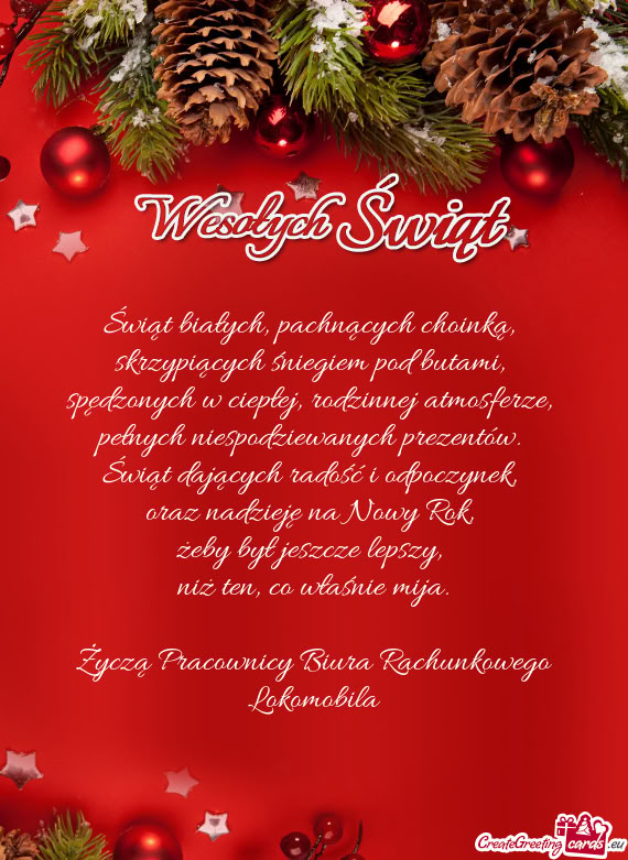 Życzą Pracownicy Biura Rachunkowego Lokomobila