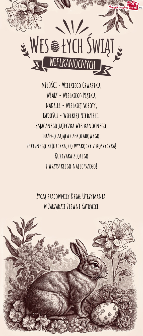 Życzą pracownicy Dział Utrzymania