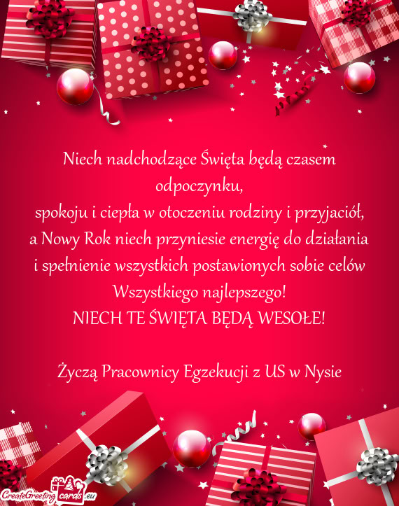 Życzą Pracownicy Egzekucji z US w Nysie