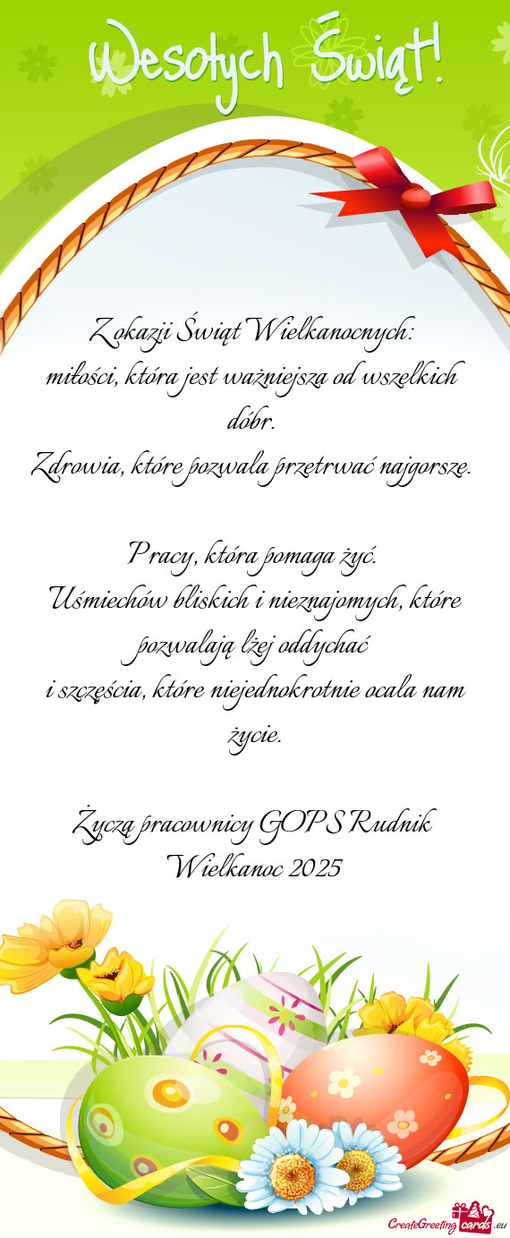 Życzą pracownicy GOPS Rudnik