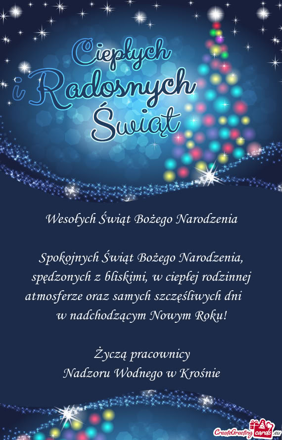 Życzą pracownicy      Nadzoru Wodnego w Krośnie