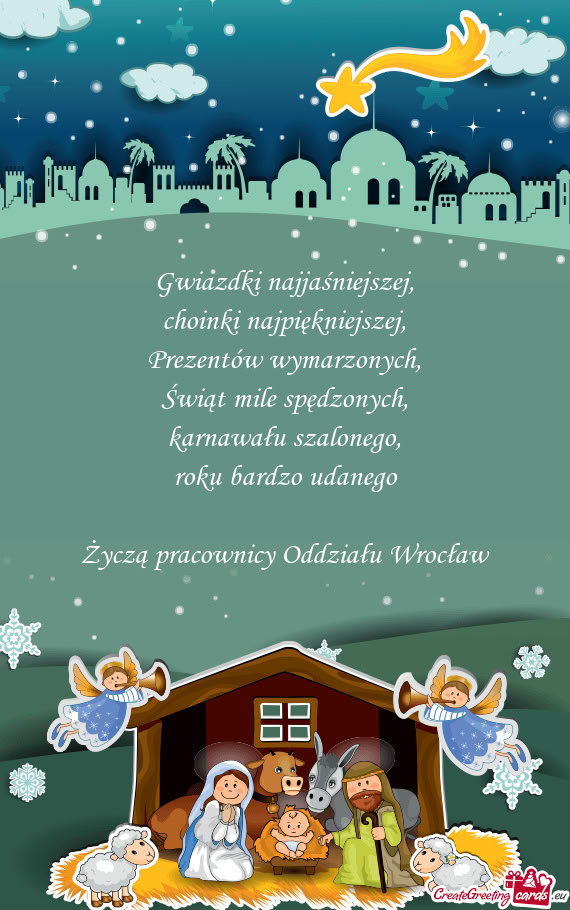 Życzą pracownicy Oddziału Wrocław