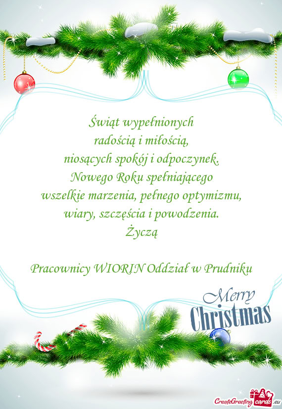 Życzą Pracownicy WIORIN Oddział w Prudniku