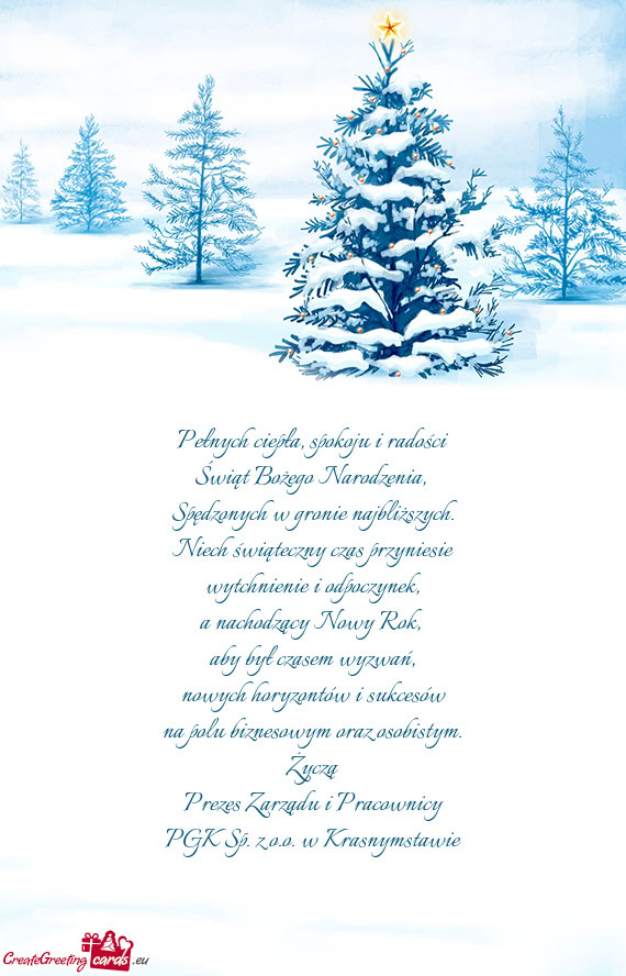 Życzą Prezes Zarządu i Pracownicy PGK Sp