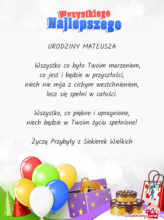 Życzą Przybyły z Siekierek Wielkich