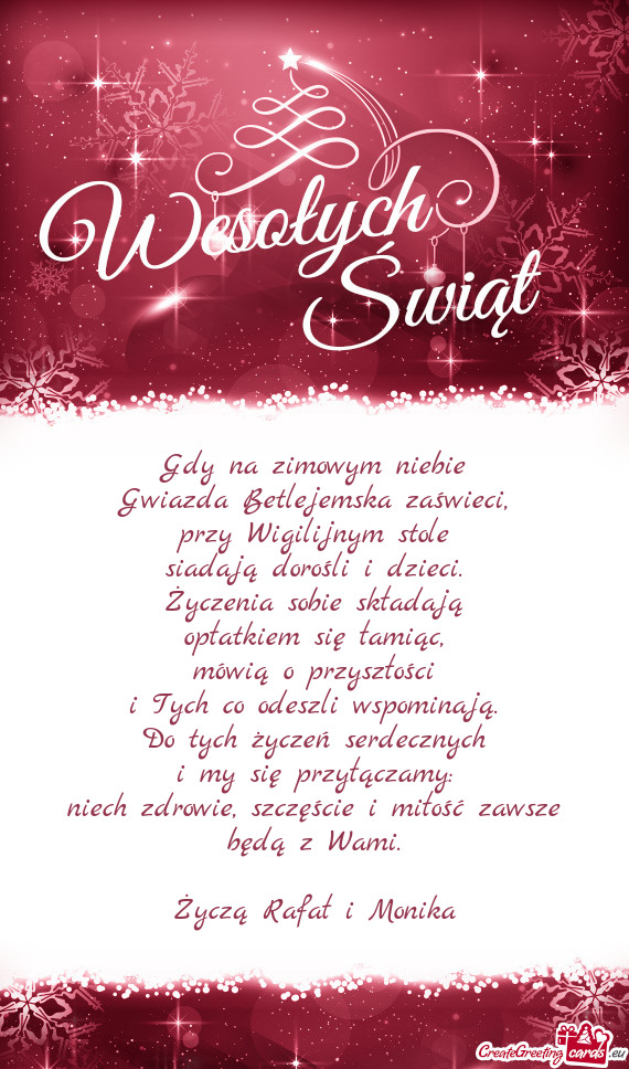 Życzą Rafał i Monika