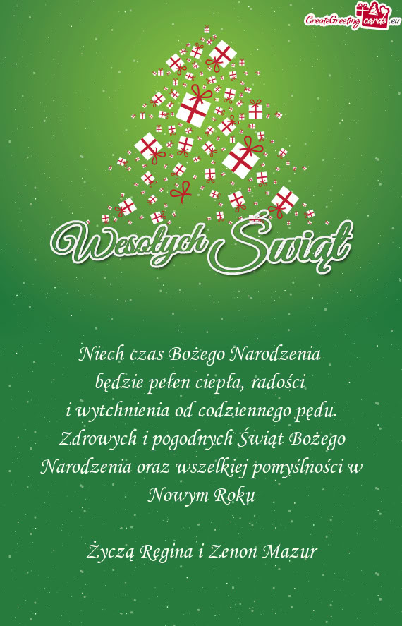 Życzą Regina i Zenon Mazur