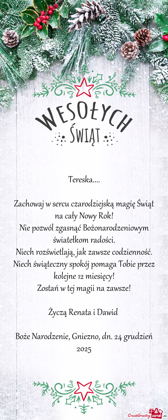 Życzą Renata i Dawid