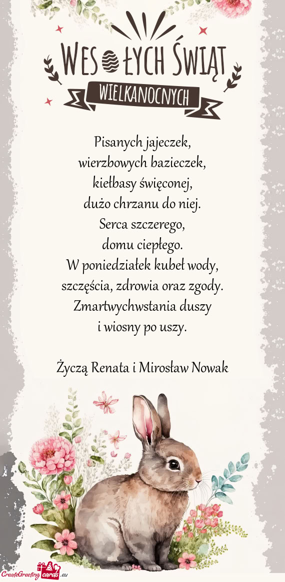 Życzą Renata i Mirosław Nowak
