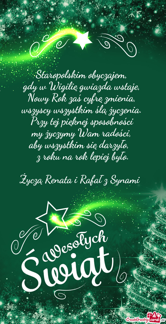 Życzą Renata i Rafał z Synami 🌲