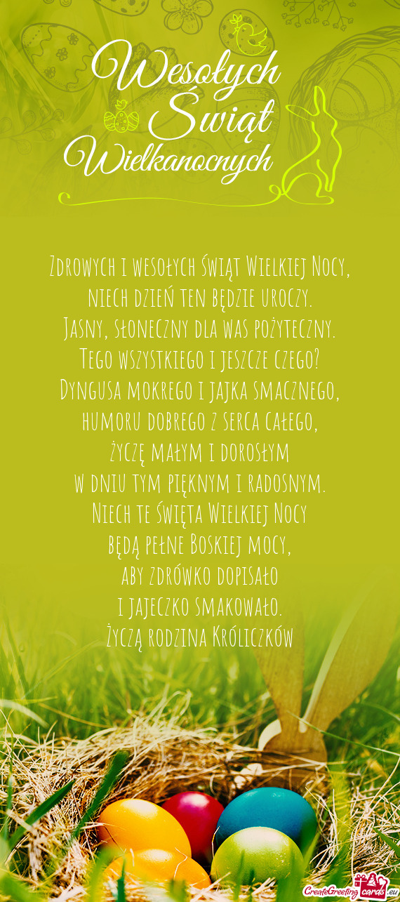 Życzą rodzina Króliczków