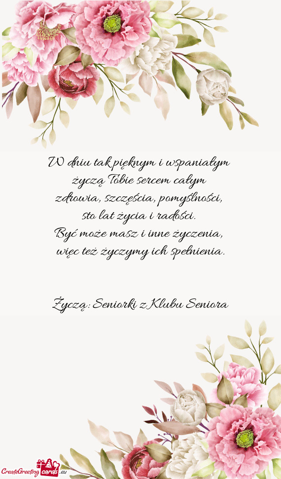 Życzą: Seniorki z Klubu Seniora
