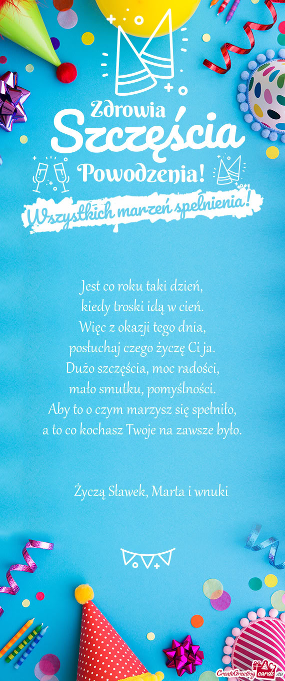 Życzą Sławek, Marta i wnuki