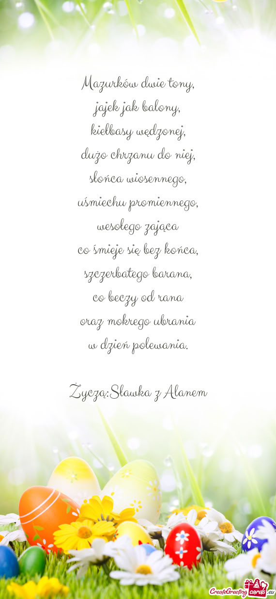 Życzą:Sławka z Alanem