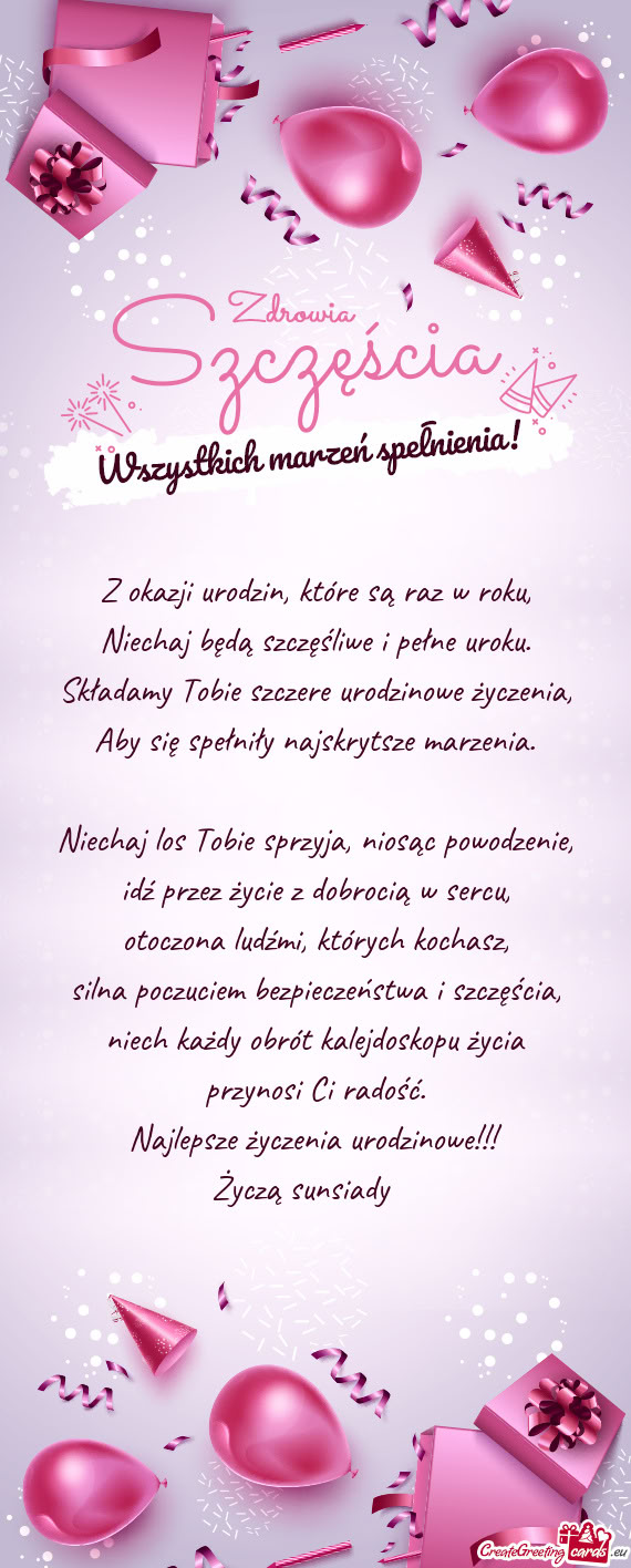 Życzą sunsiady 😘