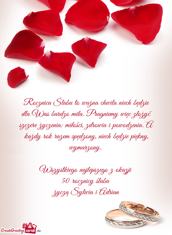 Życzą Sylwia i Adrian
