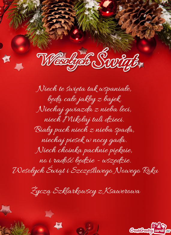 Życzą Szklarkowscy z Ksawerowa