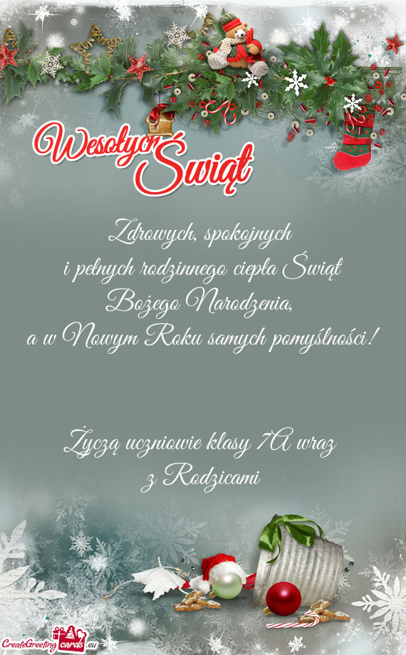 Życzą uczniowie klasy 7A wraz