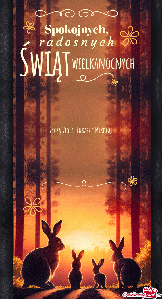 Życzą Viola, Łukasz i Mikołaj