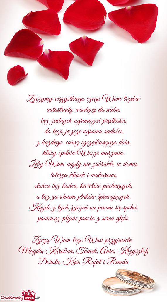 Życzą Wam tego Wasi przyjaciele