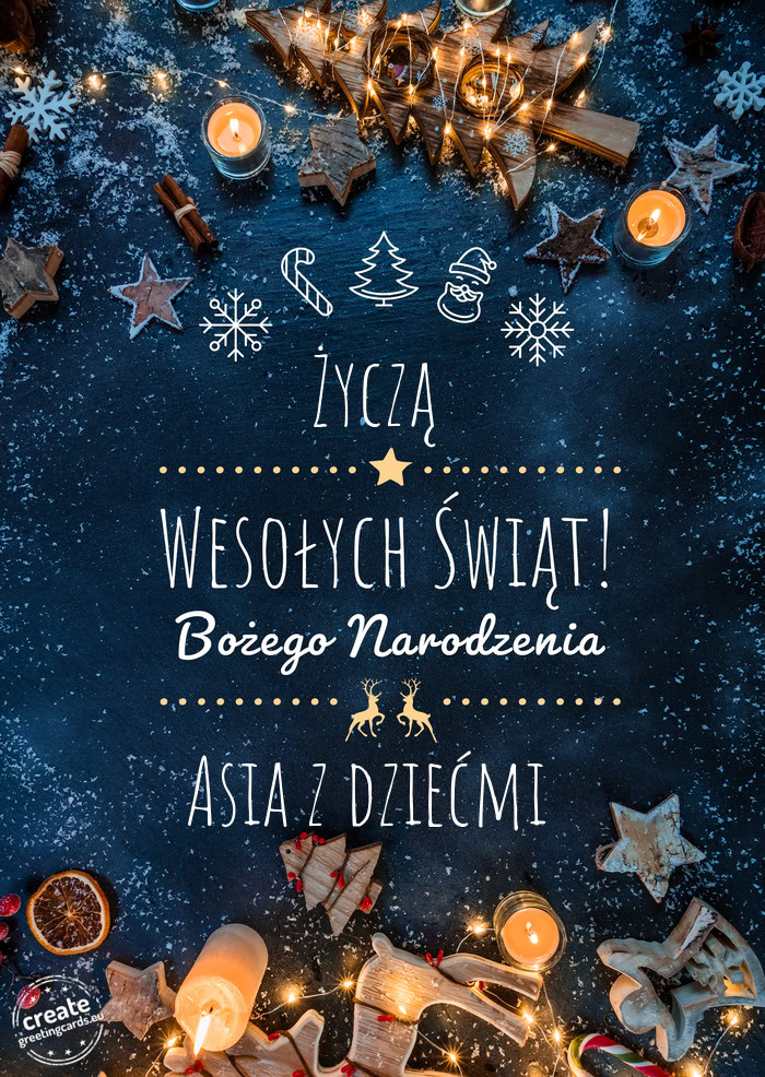 Życzą Wesołych Świąt Asia z dziećmi