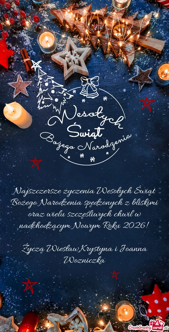 Życzą Wiesław,Krystyna i Joanna Wozniczka