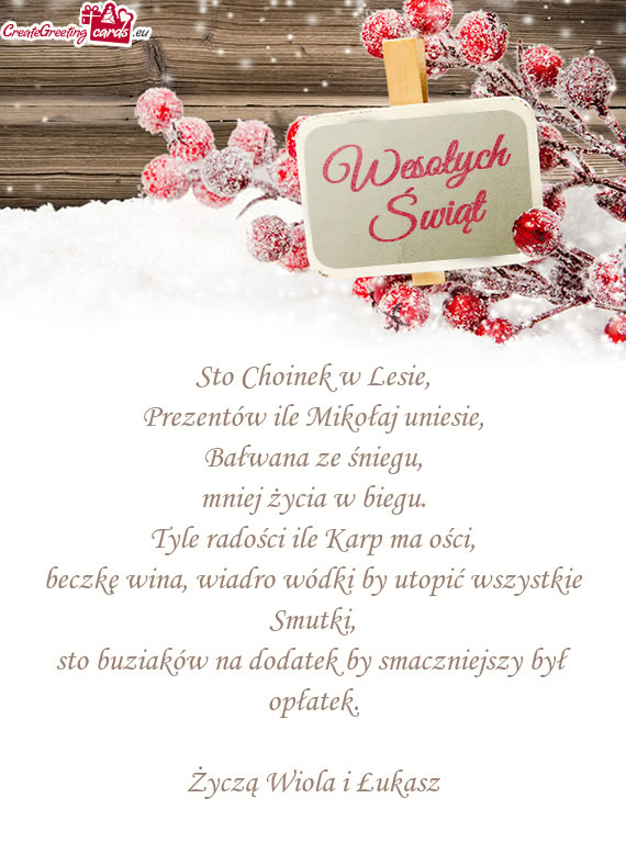 Życzą Wiola i Łukasz