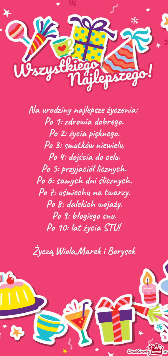 Życzą Wiola,Marek i Borysek