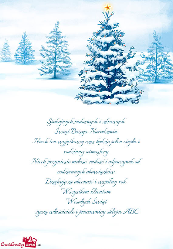 Życzą właściciele i pracownicy sklepu ABC