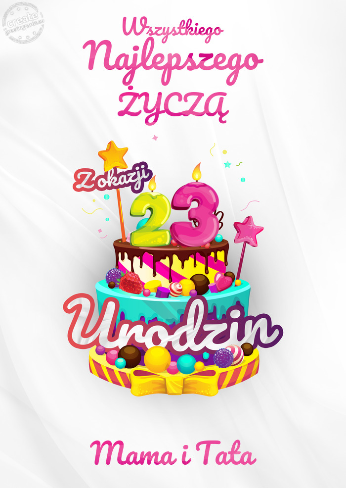 ŻYCZĄ, Wszystkiego najlepszego z okazji 23 urodzin Mama i Tata