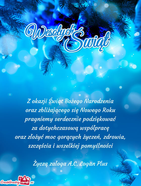 Życzą załoga A.C. Logan Plus