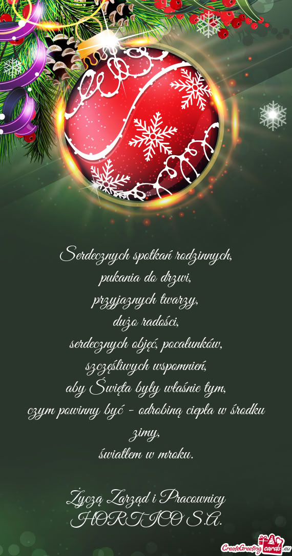 Życzą Zarząd i Pracownicy HORTICO S.A
