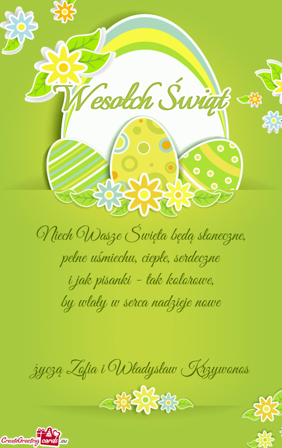 Życzą Zofia i Władysław Krzywonos