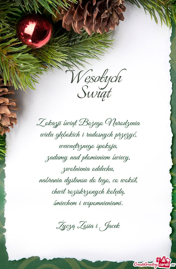 Życzą Zosia i Jacek