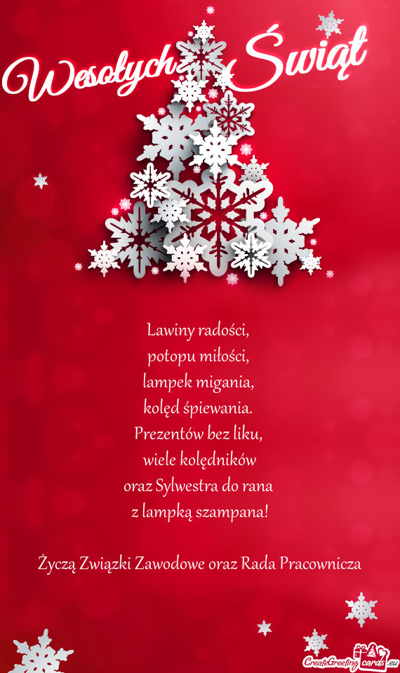 Życzą Związki Zawodowe oraz Rada Pracownicza