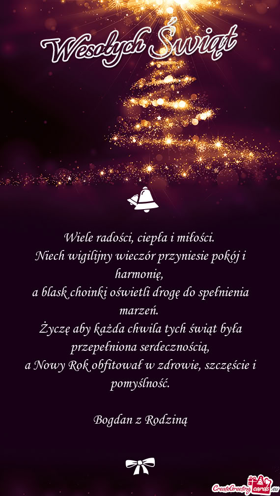 Życzę aby każda chwila tych świąt była przepełniona serdecznością