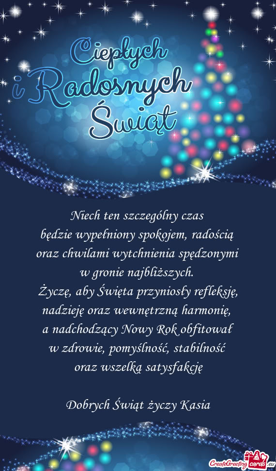 Życzę, aby Święta przyniosły refleksję, nadzieję oraz wewnętrzną harmonię