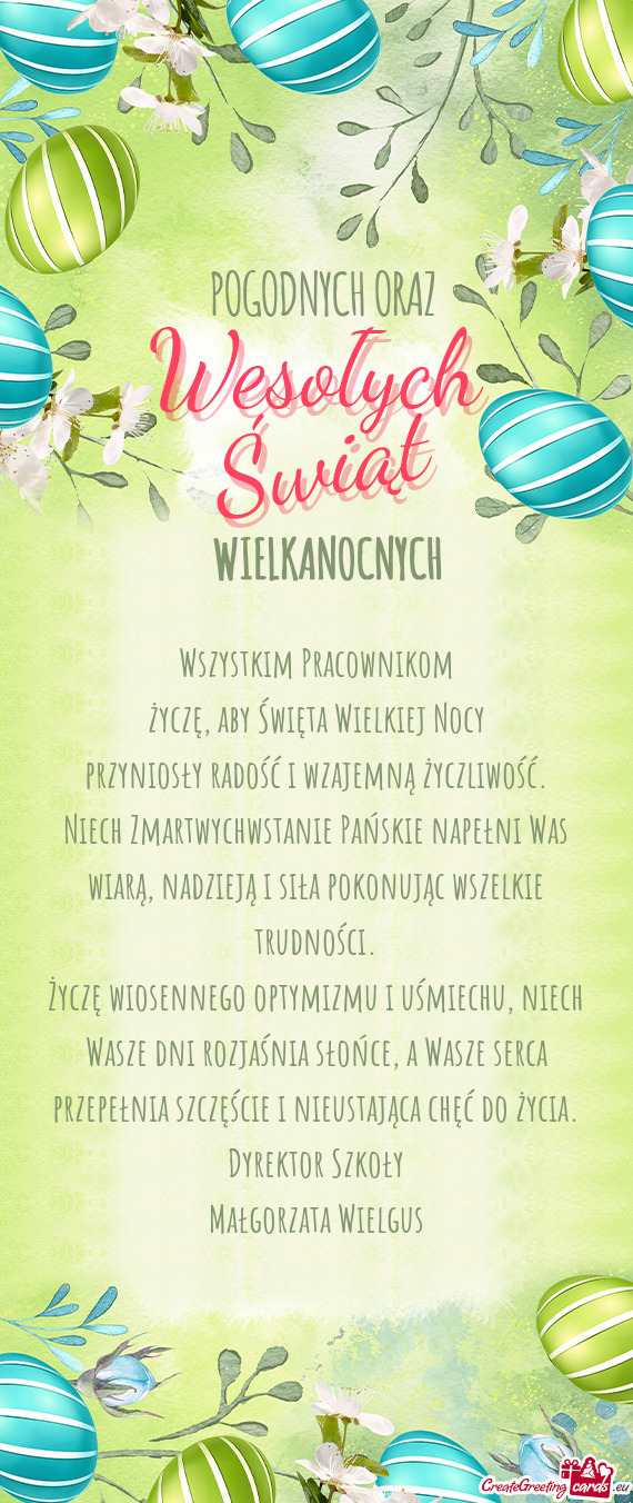 Życzę, aby Święta Wielkiej Nocy