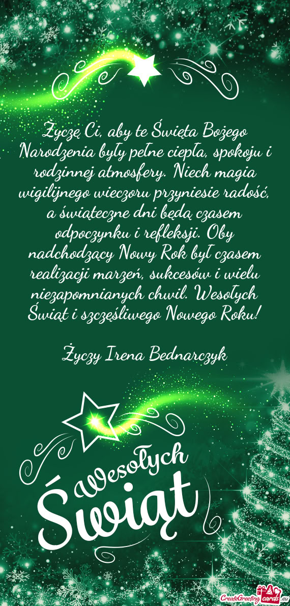 Życzę Ci, aby te Święta Bożego Narodzenia były pełne ciepła, spokoju i