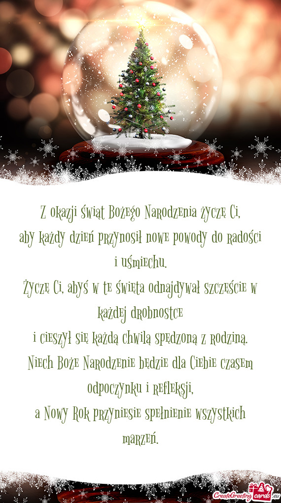 Życzę Ci, abyś w te święta odnajdywał szczęście w każdej drobnostce