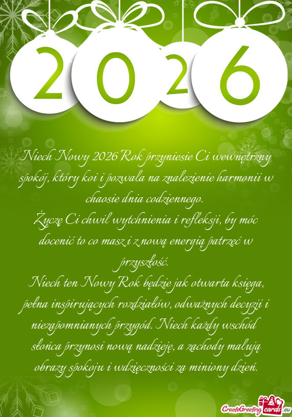 Życzę Ci chwil wytchnienia i refleksji, by móc docenić to co masz i z nową energią patrzeć w