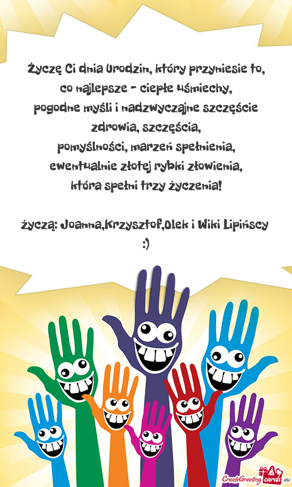 Życzę Ci dnia Urodzin, który przyniesie to